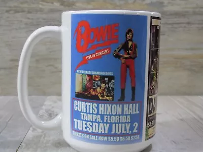 $12 • Buy David Bowie 15oz Ceramic Coffee Cup.  Vintage Concert Poster Design