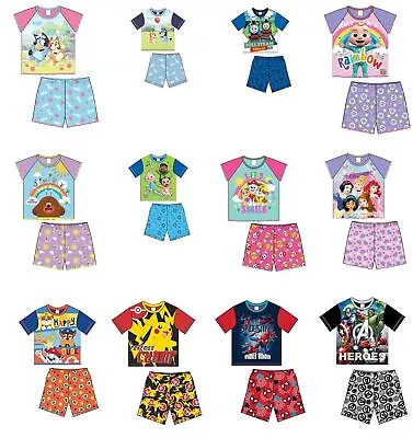 Shortie Pyjamas Set Disney Boys Girls Kids Toddler Children Short Pjs Nightwear • £6.99