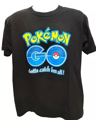 Pokemon Go Catch Them All Mens Black T-Shirt Size Medium Anime Game Charizard • $8.99