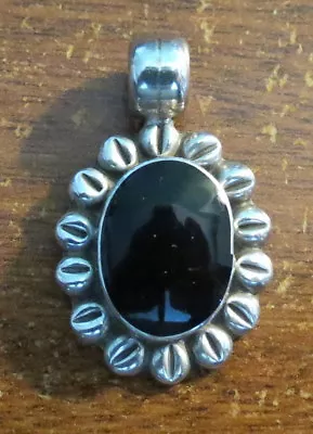 Mexico Sterling Silver Black Onyx Pendant 8 Grams EXC! • $22