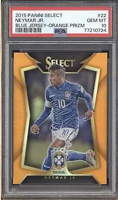 $349 • Buy Neymar Jr 2015-16 Panini Select Soccer 22 Orange - Blue Jersey 122/149 PSA 10