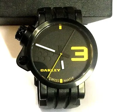 $849.99 • Buy RARE OAKLEY TRANSFER CASE WATCH Swiss Made Stainless Stealth Black W Yellow Dial