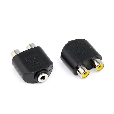 2 Pcs Lot 3.5mm Female Jack Socket To 2 Twin Female RCA Phono Adapter Converter • £2.82