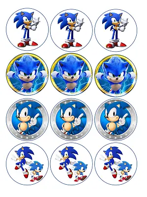 12 Sonic Hedgehog Edible Paper Cupcake Cookie Toppers CHOOSE SIZE ❤️ • $5