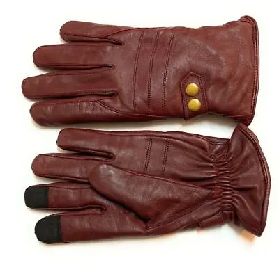 Men's Genuine Sheep Leather Winter Dress Driving Texting Gloves With Fleece • $26.99