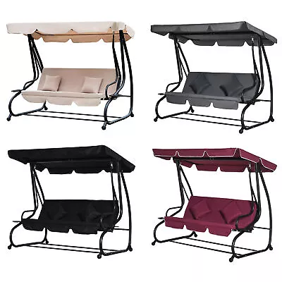 Outdoor 3-Person Patio Porch Swing Hammock Bench Canopy Loveseat Convertible Bed • $249.99