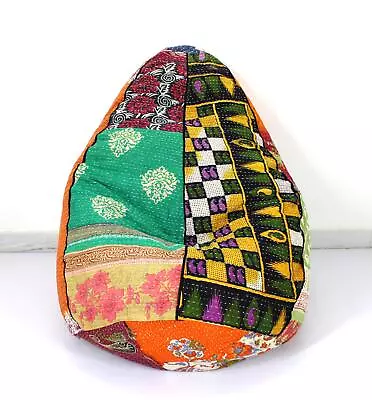 Handmade Vintage Cotton Kantha Floral Bohemian Bean Bag Stool Indian Chair • $48.60