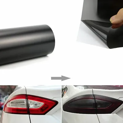 Dark Smoke Black Car Headlight Tint Wrap Tail Fog Light Vinyl Wrap Kit 1Mx30CM • $8.78