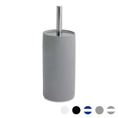 Bathroom Toilet Brush & Standing Holder Ceramic Cleaning Set - Grey • £9