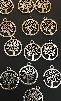£2.65 • Buy Tree Of Life Round Charms X 10 Silver Tone Pagan Wiccan Jewelly Making Charm
