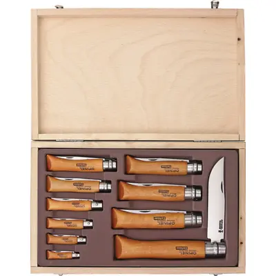 OPINEL Ten Piece Folding Knife Set - Carbon / Beech OP83102 • $249.95