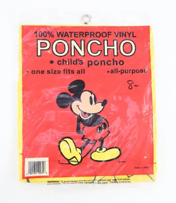 Vtg Mickey Mouse Poncho Child's Size Waterproof Vinyl Walt Disney NEW Sealed • $12.99