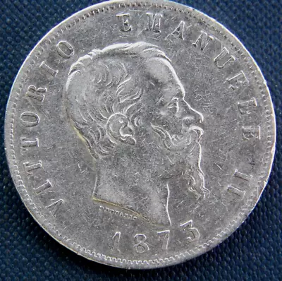 Italy 5 Lire 1873-M Silver Coin • $45