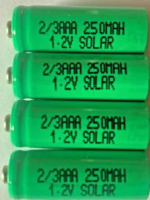 4x SOLAR 2/3AAA RECHARGEBLE BATTERIES FOR SOLAR GARDEN LIGHTS 30mm X 10.2mm • £4.95