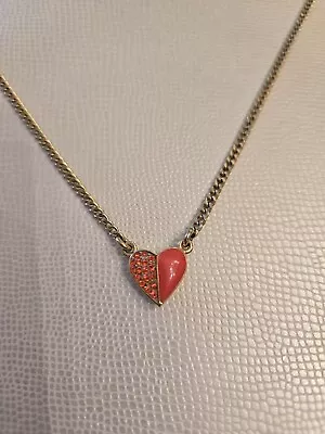 Marc BY Marc Jacobs Red Heart Enamel Necklace Gold Colored Metal Chain • $14.99