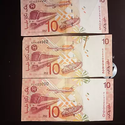 3 Old Malaysia Banknote Rm10  Wonderfull Circulated • $2.51