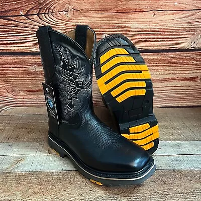 Men's WESTERN Cowboy Square Toe STEEL TOE Work Boots Pull On Water-OIL RESITANT • $98.39