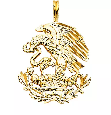 14k Gold Mexican Eagle Charm Symbol Flag Pendant Medalla Oro Real Aguila Mexico • $406.84