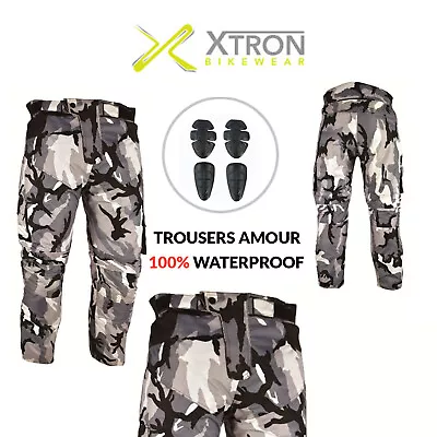 £38.99 • Buy Camouflage Waterproof Motorcycle Motorbike Trousers Motocross Textile Armour UK