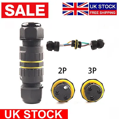 2/3 Pin Junction Box Outdoor IP68 Waterproof Electrical Cable Wire Connector UK • £5.95