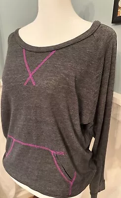 Mossimo Supply Co. Women Gray Sz L Pullover Shirt With Pink Stitching F • $9.99