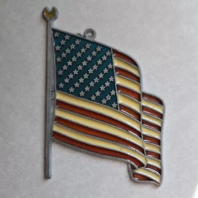 VINTAGE Stained Glass Style American Flag Window SUNCATCHER  • $8.99