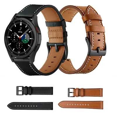 Genuine Leather Band Strap For Samsung Galaxy Watch4/5/5Pro/6 40/44mm 45 42/46mm • $14.95