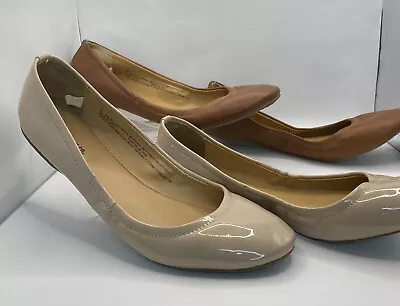 2 Pair Mossimo Target Matte Camel Brown  And Shiny Light Taupe Ballet Flats Sz.9 • $9.50