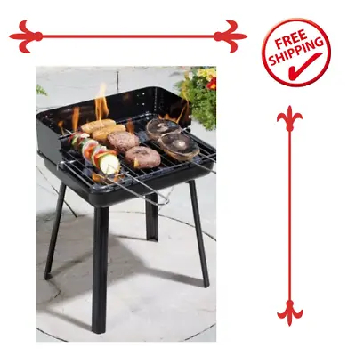 Charcoal Grill BBQ Outdoor Garden Picnic Travel Camping-Black • £35.99