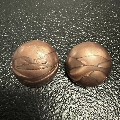 1980s Or 1970s Era Earrings Vintage Brown Or Copper Colored Striped Circle • $0.99