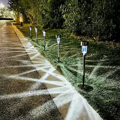 £12.99 • Buy Vinsani 10 X Stainless Steel Solar Powered Garden Outdoor Stick Post LED Lights