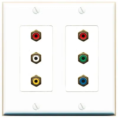 DecorZ - [ 2 GANG ] Decorative Component + Composite Video RCA Wall Plate White • $20.65
