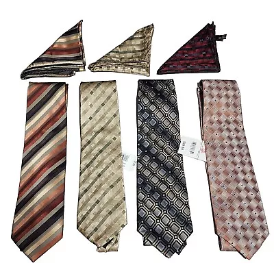 Lot Of 4 VINTAGE Ties 2 Stafford And 2 Van Heusen With Handkerchief  Free Shippi • $19.95