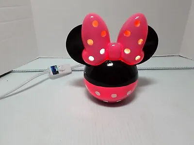 UNIQUE Disney Minnie Mouse Lamp Night Light Pink/Black White Polka Dots  • $17.95