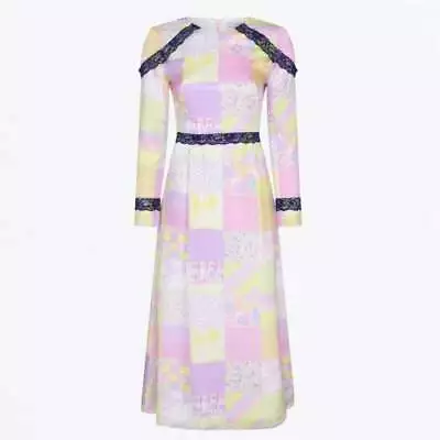 OLIVIA RUBIN Quinn Light Patchwork Silk Dress Size 14 RRP £420.00 • £79.20