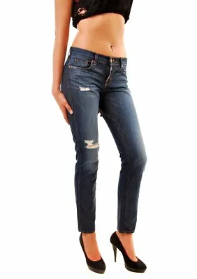 J Brand Aidan Boyfriend Jeans Womens Size 27 Ringer Dark Wash Distressed Denim • $35.99