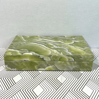 £32.61 • Buy Green Marble Pattern Faux Leather Jewelry Organizer Box Anti Tarnish Lining