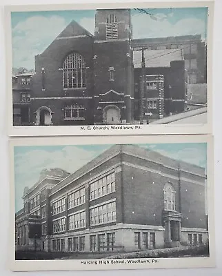 Woodlawn PA Harding High School & M. E. Church 2 White Border Postcards F64 • $10.95