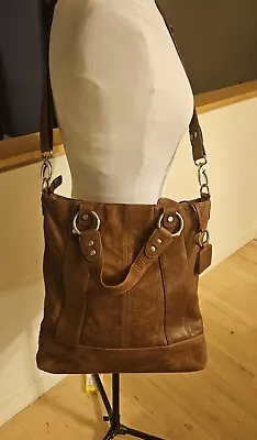 Ellington Fine Leather Shoulder/Crossbody Adjust. Strap Zip Front Pockets Brown  • $39.99