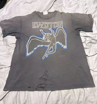 Vintage 1984 Led Zeppelin Swan Song Concert T-shirt Single Stitch (L) Distressed • $80