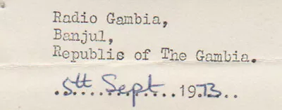 1973 QSL: Radio Gambia Banjul Gambia • $8