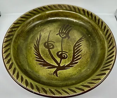 Rare Karl Martz 1952 Shallow Bowl Pottery Green Brown Glaze Signed • $225