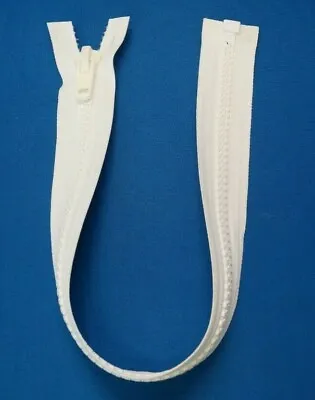 White YKK Chunky Open Zip No10 Vislon Zip Length 50cm - 19 1/2  • £4.95