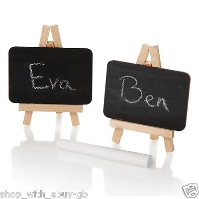 10 X Mini Blackboard Easel With Chalk POS Price & Name Display Stand / Board • £6.99