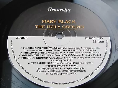 Mary Black THE HOLY GROUND 1993 UK LP 1st Grapevine PLAYS EX++ HEAR • $24