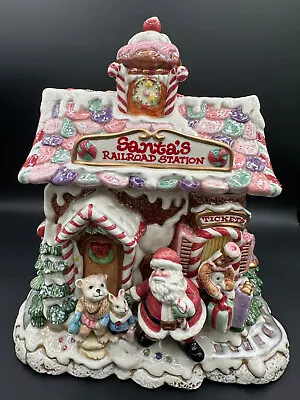 Fitz And Floyd Christmas - Candy Lane Santa's Railroad Station - Cookie Jar • $65