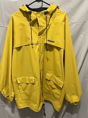 Rainskins Northcoast RainCoat Adult XL Yellow PVC Billed Hooded RainSnap Pockets • $49.99