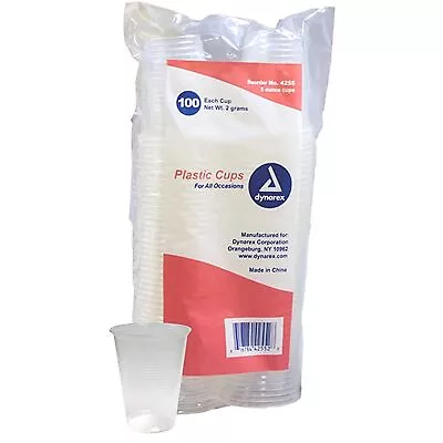 Dynarex Disposable Drinking Cup Clear Plastic 5 Oz. 100 Ct 4255 • $8.66