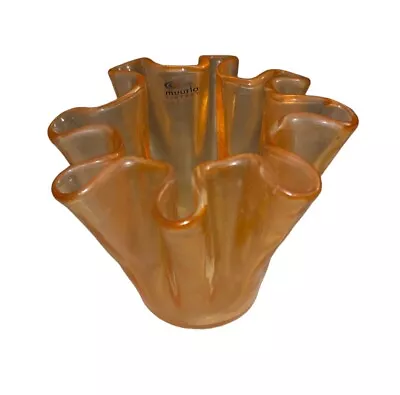 Muurla Carnival Glass Ruffled Edge Hankerchief  Vase • $48.80