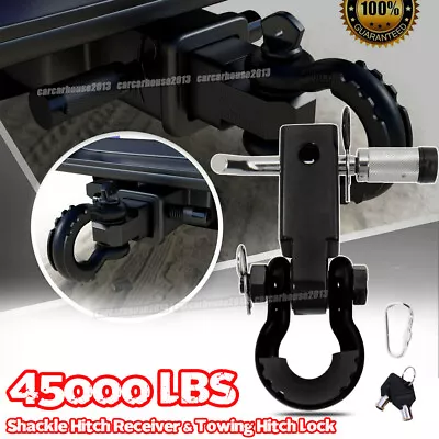 2  Hitch Receiver Towing W/ Lock + 3/4  D-Rings Anti-Theft Lockable Recovery Kit • $38.99